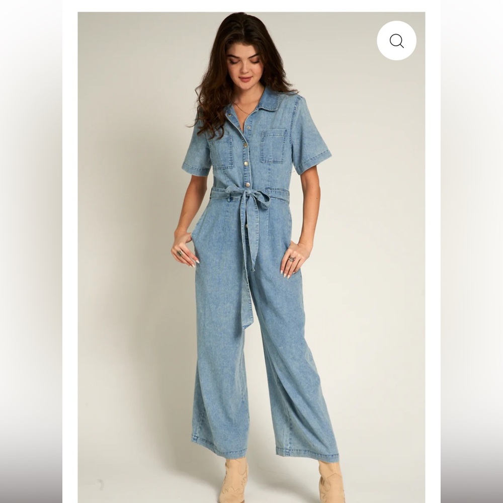 Soft Denim Jumpsuit with tie waist